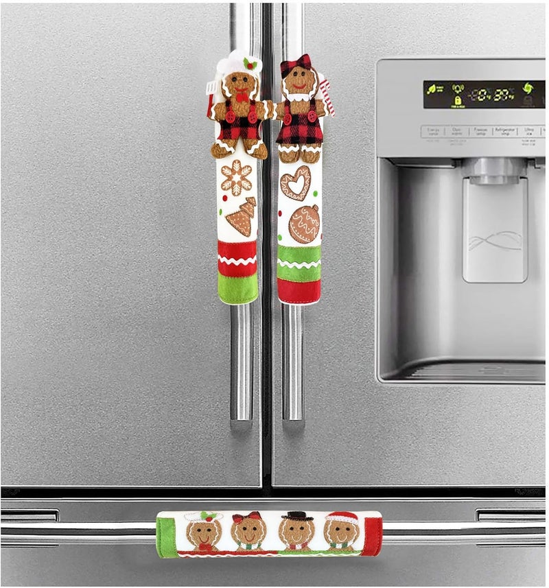 PTFNY 3 Piece Set Christmas Gingerbread Refrigerator Door Handle Covers Appliance Handle Covers Christmas Gingerbread Decorations Fits Standard Size Kitchen Refrigerator Microwave Oven Or Dishwasher - Image 5